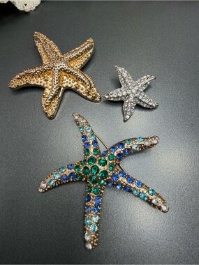 😎50%off Starfish Rhinestone Brooches #252UB